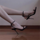 2022 New Square Toe Women Sandals Crystal Letters Decor Women Pumps Sexy High Heels Silk Wedding Dress Shoes Gladiator Sandal