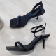 2022 New Square Toe Women Sandals Crystal Letters Decor Women Pumps Sexy High Heels Silk Wedding Dress Shoes Gladiator Sandal