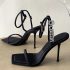 2022 New Square Toe Women Sandals Crystal Letters Decor Women Pumps Sexy High Heels Silk Wedding Dress Shoes Gladiator Sandal